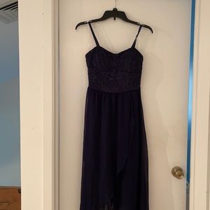 Lily Rose high low chiffon bra strap lace dress